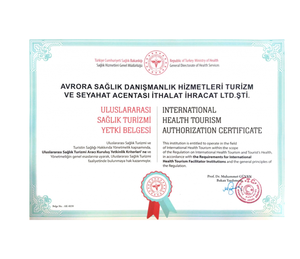 Uluslararası Saglik Turizmi Yetki Belgesi