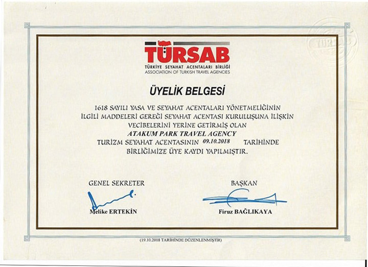 Türsab Üyelik Belgesi